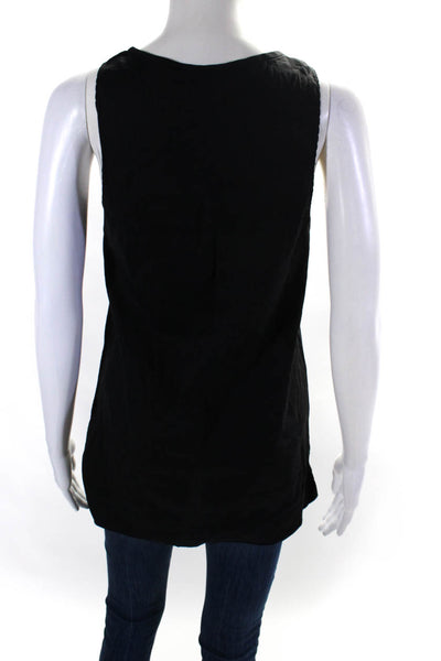 Theory Womens Linen Round Neck Pullover Sleeveless Tank Top Black Size P
