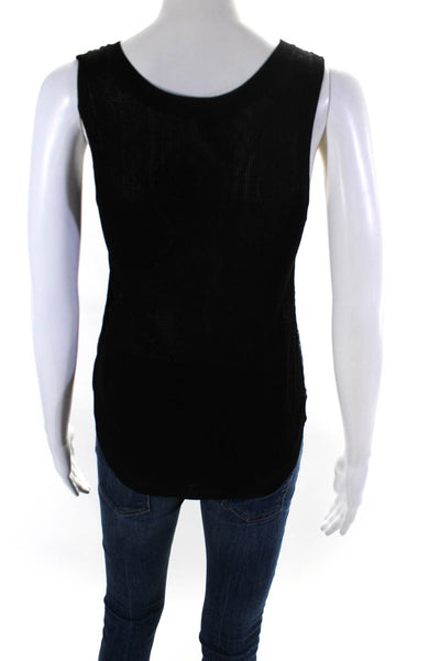 Theyskens Theory Womens Abstract Print Sleeveless Tank Top Blouse Black Size P