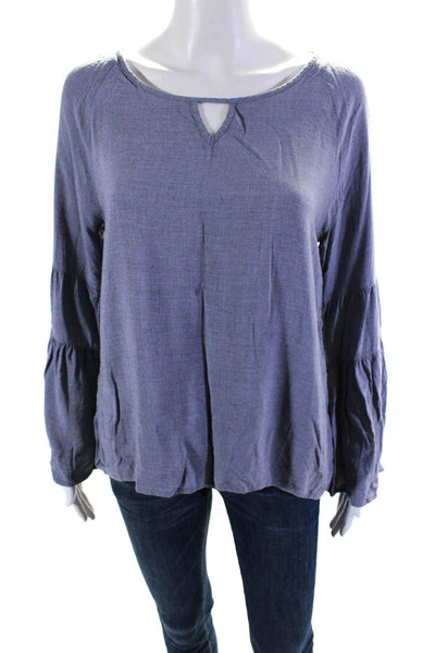 Cloth and Stone Womens V-Neck Long Sleeve Pullover Blouse Top Blue Size XS