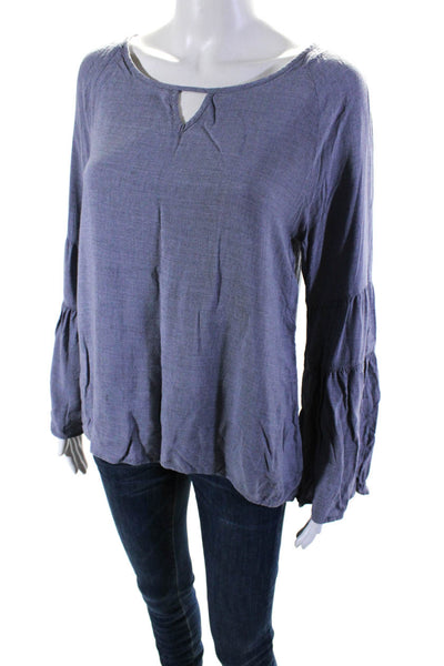 Cloth and Stone Womens V-Neck Long Sleeve Pullover Blouse Top Blue Size XS