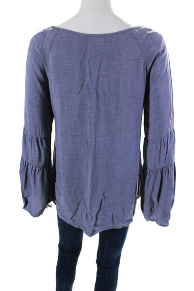 Cloth and Stone Womens V-Neck Long Sleeve Pullover Blouse Top Blue Size XS