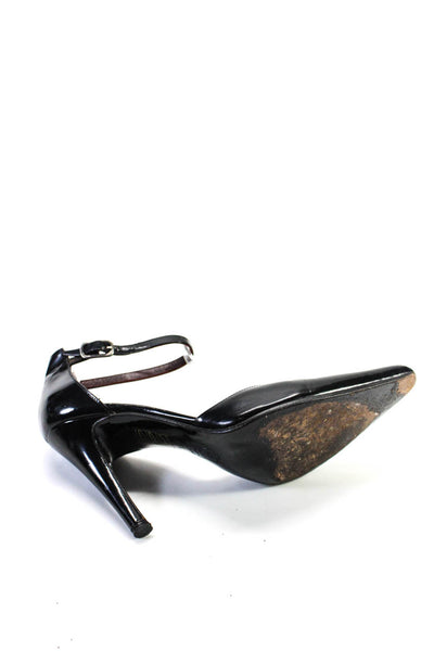 Adige Womens Leather Pointed Ankle Strap Pumps Black Size 6.5