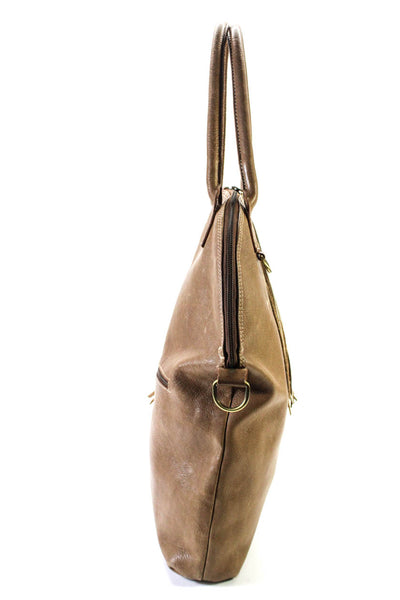 Fredd + Basha Womens Leather Zip Fold Over Tassel Detail Crossbody Brown Handbag