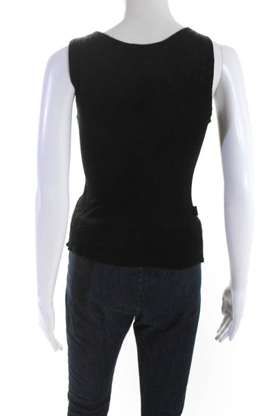 Moschino Jeans Womens Rhinestone Bow Knit Scoop Neck Tank Top Black Size 6