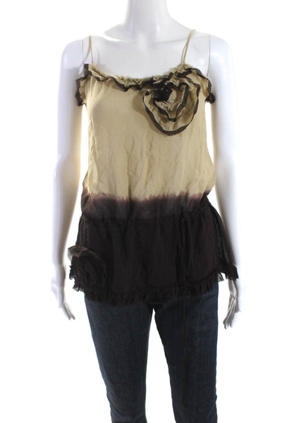 Moschino Cheap & Chic Women Dip Dye Drawstring Tank Top Blouse Brown Silk Size 6