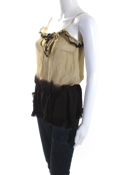 Moschino Cheap & Chic Women Dip Dye Drawstring Tank Top Blouse Brown Silk Size 6