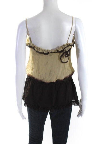 Moschino Cheap & Chic Women Dip Dye Drawstring Tank Top Blouse Brown Silk Size 6