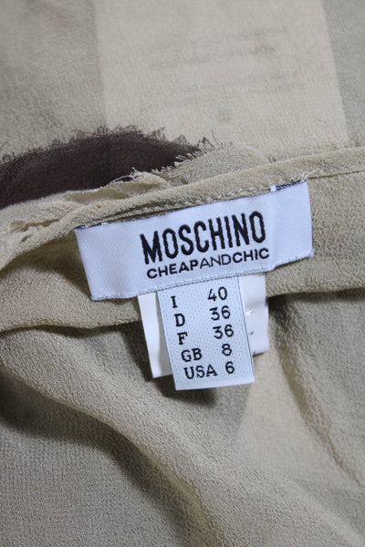 Moschino Cheap & Chic Women Dip Dye Drawstring Tank Top Blouse Brown Silk Size 6