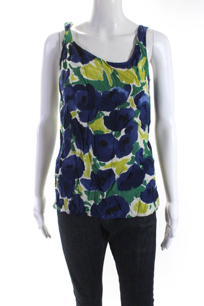 Moschino Cheap & Chic Womens Scoop Neck Tank Top Blouse Blue Green Size 4