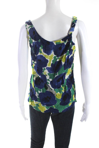 Moschino Cheap & Chic Womens Scoop Neck Tank Top Blouse Blue Green Size 4