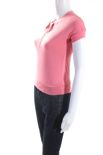 Moschino Cheap & Chic Womens Quarter Zip Short Sleeve Top Blouse Pink Size 6