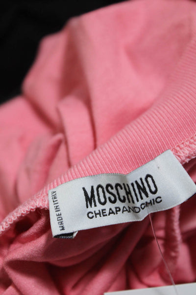 Moschino Cheap & Chic Womens Quarter Zip Short Sleeve Top Blouse Pink Size 6