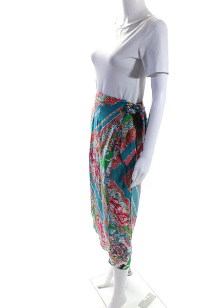 Maeve Anthropologie Womens Rococo Floral Midi Wrap Skirt Pink Blue Green Size 4