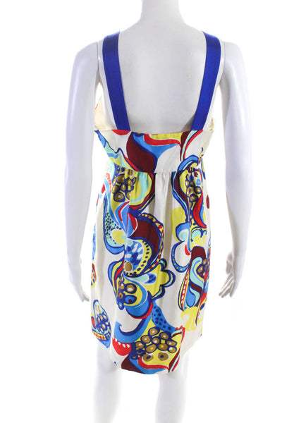 Tibi Womens Silk Abstract Print Buttoned Halter Neck Dress Multicolor Size 8