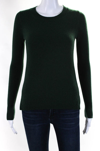 J Crew Womens Long Sleeve Crew Neck Cashmere Sweatshirt Green Size 2XS