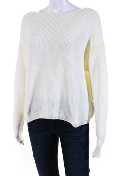 Lilla P Womens Cotton Round Neck Long Sleeve Pullover Sweater White Size S