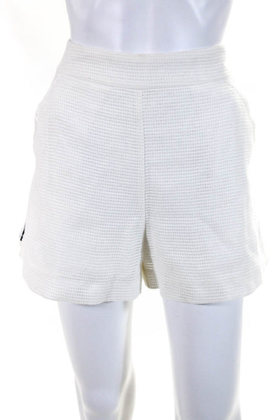 Veronica Beard Womens Striped Trim Perforated Mini Shorts White Size 10