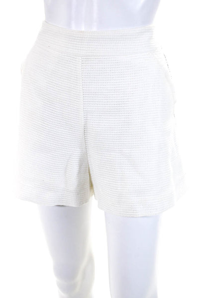 Veronica Beard Womens Striped Trim Perforated Mini Shorts White Size 10