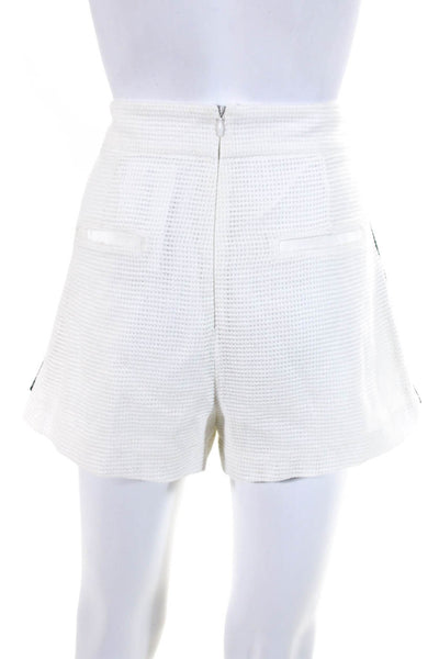 Veronica Beard Womens Striped Trim Perforated Mini Shorts White Size 10