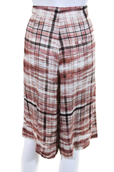 Joseph Womens Pleated Plaid Flowy Bermuda Shorts Red Size 40