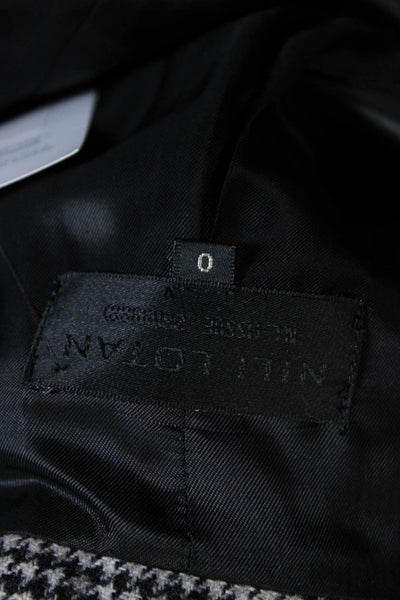 Nili Lotan Womens Wool Houndstooth Notched Collar Blazer Jacket Black Size 0