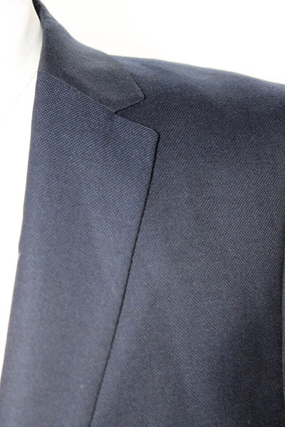 Theory Mens Notched Collar Two Button Blazer Jacket Navy Blue Wool Size 46
