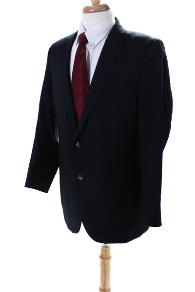 Theory Mens Notched Collar Two Button Blazer Jacket Navy Blue Wool Size 46