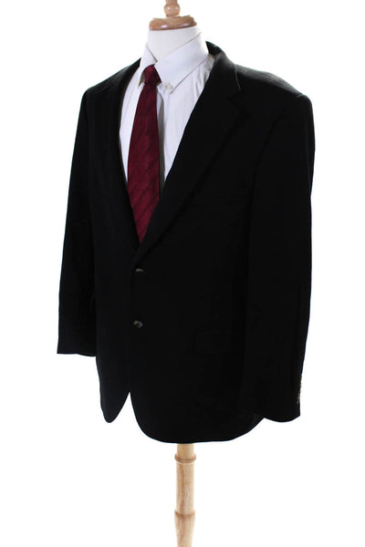 Grant Thomas Mens Fleece Two Button Blazer Jacket Black Cashmere Size 44