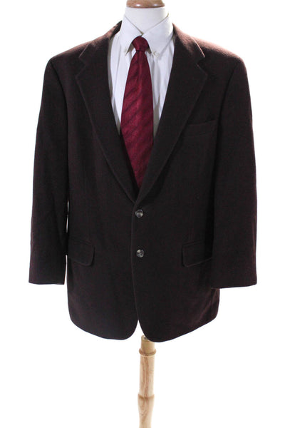 Brooks Brothers Mens Fleece Two Button Blazer Jacket Burgundy Camel Hair Size 43