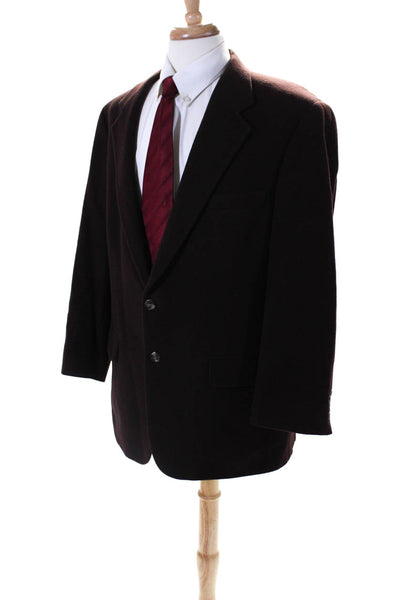 Brooks Brothers Mens Fleece Two Button Blazer Jacket Burgundy Camel Hair Size 43