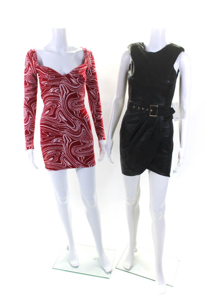 Zara Womens Sweater Leather Dresses Red Black Size Small Extra Small Lot 2