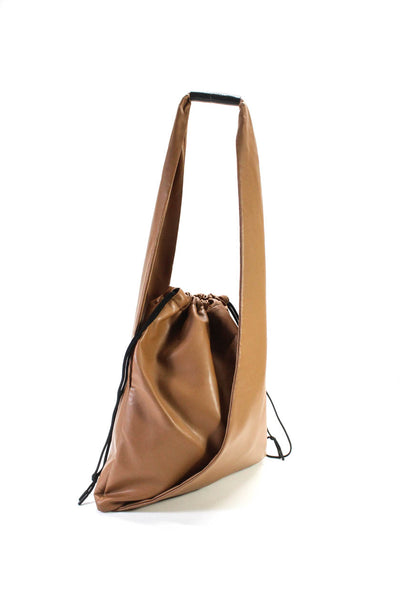 MM6 Maison Margiela Womens Faux Leather Triangle Hobo Shoulder Bag Handbag Tan