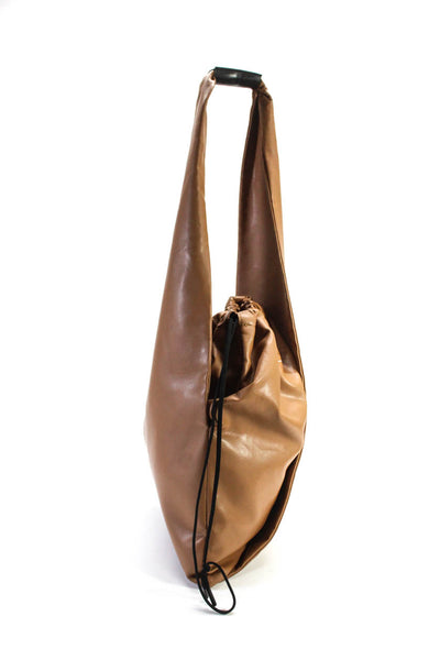 MM6 Maison Margiela Womens Faux Leather Triangle Hobo Shoulder Bag Handbag Tan