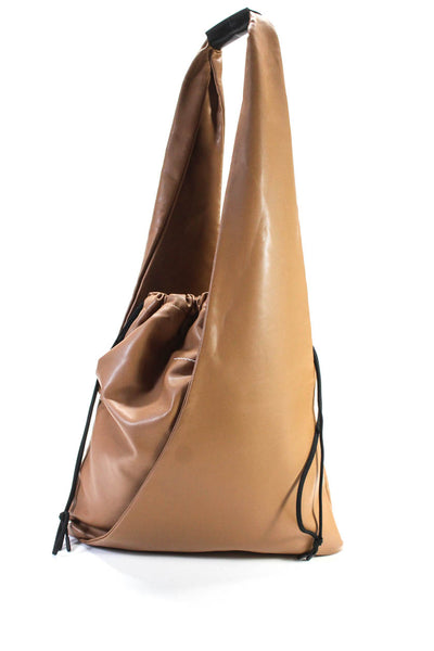 MM6 Maison Margiela Womens Faux Leather Triangle Hobo Shoulder Bag Handbag Tan