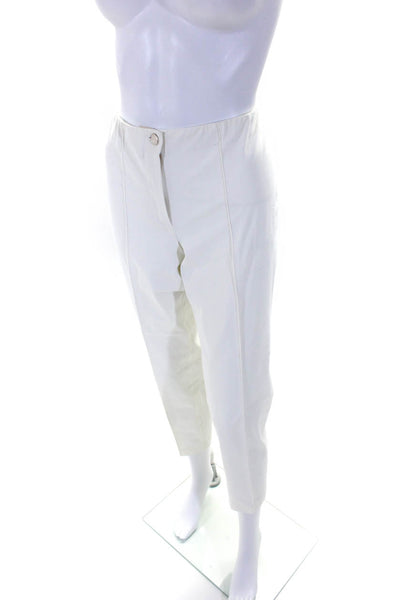 Cambio Womens High Rise Creased Slim Leg Pants White Cotton Size 10