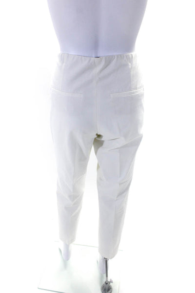 Cambio Womens High Rise Creased Slim Leg Pants White Cotton Size 10