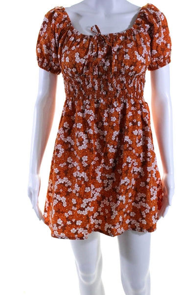 Faithfull The Brand Women's Off The Shoulder Smocked Mini Dress Floral Size 6