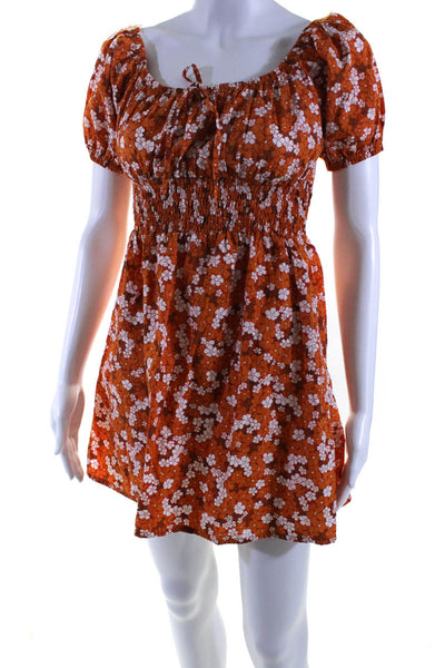 Faithfull The Brand Women's Off The Shoulder Smocked Mini Dress Floral Size 6