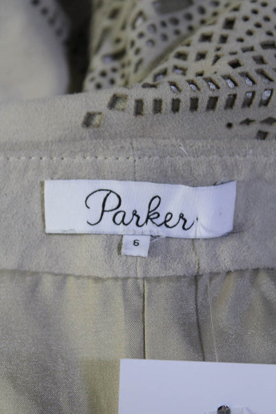 Parker Women's Zip Closure Suede Flat Front Dress Short Beige Size 6