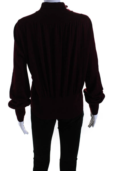 Sheri Bodell Women's V-Neck Long Sleeves Ribbed Hem Sweater Burgundy Size L