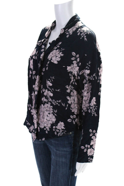 Marissa Webb Collective Womens Navy Floral Wrap Top Blue Size 4 14618695