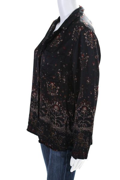 Rebecca Taylor Womens Fleur Silk Button Down Black Size S 13847640