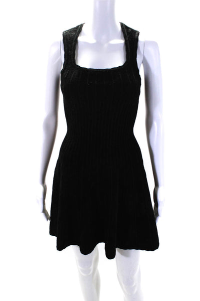 Torn by Ronny Kobo Womens Terry Pleated Sleeveless Skater Dress Black Size 0