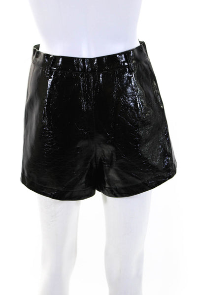 Lovers + Friends Womens Faux Leather High-Rise Hot Pants Shorts Black Size S