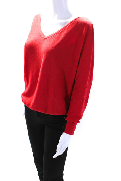 Ba&Sh Womens Cotton Low Back Buttoned Long Sleeve V-Neck Blouse Red Size 6