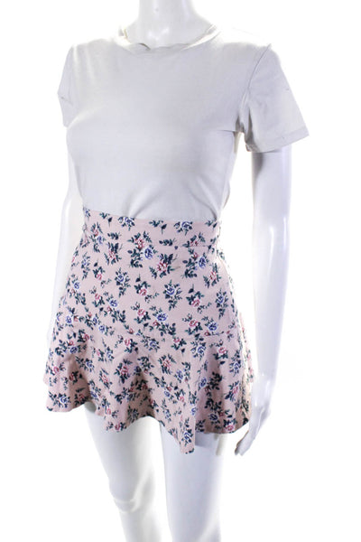 Pinkyotto Womens Crepe Floral Print Lined Flared Hem Short Skirt Pink Size XS
