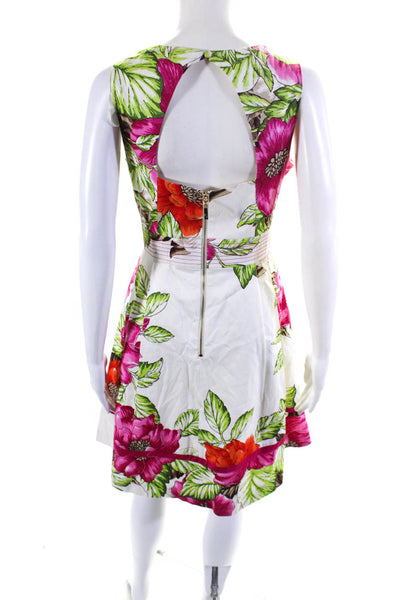 Eliza J Womens Sleeveless Scoop Neck Floral Shift Dress White Multi Size 6