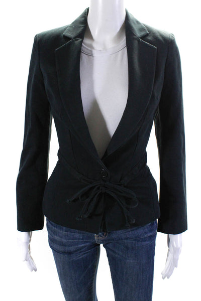 Joseph Womens One Button Tie Waist Twill Blazer Jacket Black Cotton Size FR 38