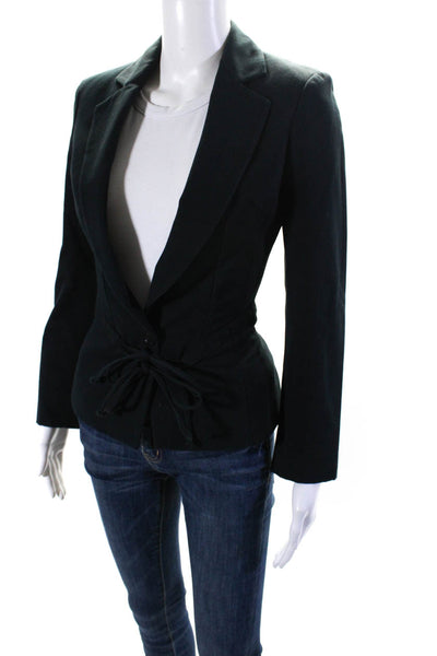 Joseph Womens One Button Tie Waist Twill Blazer Jacket Black Cotton Size FR 38