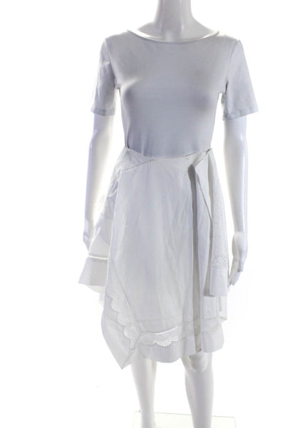 3.1 Phillip Lim Womens Cotton Layered Asymmetrical Hem Wrap Skirt White Size 00